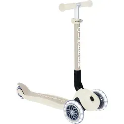 GLOBBER JUNIOR FOLDABLE LIGHTS ECO – Tretroller mit LED-Leuchtrollen - Hochwertiger 3-rädriger Kinderscooter mit patentiertem Klappmechanismus, ergonomischen Griffen und nachhaltigen Materialien – ideal für Kinder bis 50 kg.