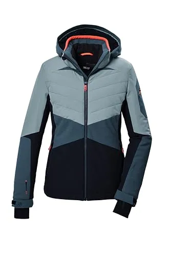 killtec Damen Skijacke KSW 34 WMN SKI JCKT - Funktionsjacke in hell eisblau, winddicht und wasserabweisend mit abzippbarer Kapuze und Schneefang