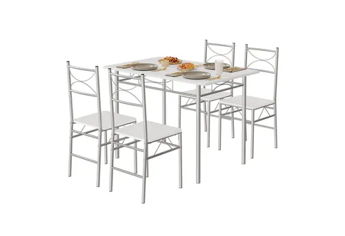 WOLTU Esstisch mit 4 Stühlen - Elegantes Essgruppen Set für 4 Personen - Essgruppen: Stilvolles Set aus MDF und Metall, ideal für kleine Räume mit hohem Sitzkomfort und platzsparendem Design.
