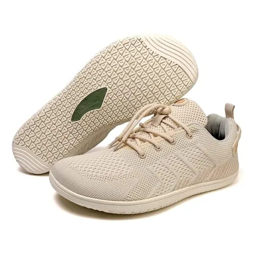 Freiluftkind Das Original Camino – Sportliche Sneaker Barfußschuhe (Beige/Gr. 42) – Unisex für Aktive - Sportliche Sneaker mit flexibler Sohle für maximales Barfußgefühl. Atmungsaktive Webstruktur sorgt für angenehme Luftzirkulation. Ideal für jeden Schritt, ob im Alltag oder beim Sport. Praktische Anziehhilfe für schnellen Komfort.