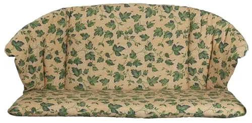 KETTtex Bankauflage für Royal Garden MWH Bank Elegance 2455 gelb Efeu - Hochwertige Bankauflage aus 70% Baumwolle, mit Längssteppung und Klettbändern für perfekten Sitz. Ideal für Komfort und Stil auf Ihrer Gartenbank.