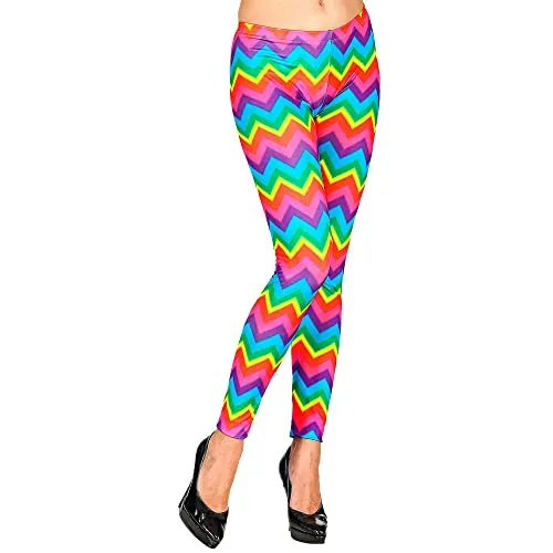 W WIDMANN MILANO Party Fashion – Print Leggings Damen, 80er Jahre, Hose für Festival, Karneval, Mottoparty