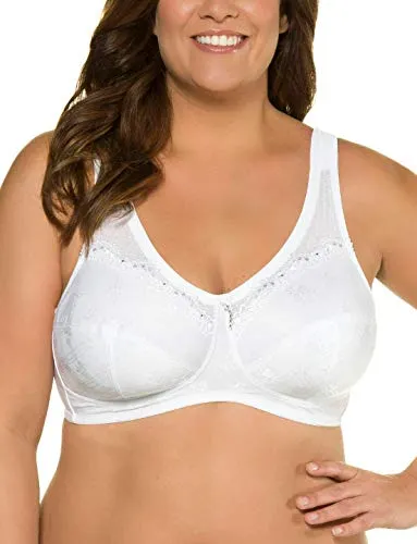 Ulla Popken Damen Entlastungs-BH ohne Bügel mit Strassanhänger - Klassische BHs für Damen, bietet sicheren Halt für große Größen mit extrabreiten, gepolsterten Trägern für maximalen Komfort und einen eleganten Strassanhänger.