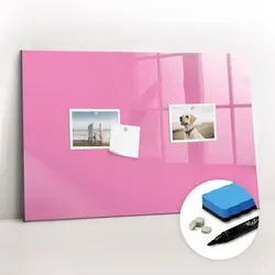 Tulup Magnettafel, Pink, 60x40 cm – Elegante Magnettafel für jeden Raum - Diese stilvolle Magnettafel aus gehärtetem Glas ist ideal zum Organisieren von Notizen und Fotos. Mit 5 Neodym-Magneten und einfachem Montagematerial ausgestattet, bringt sie Ordnung und Eleganz in Ihr Zuhause oder Büro.