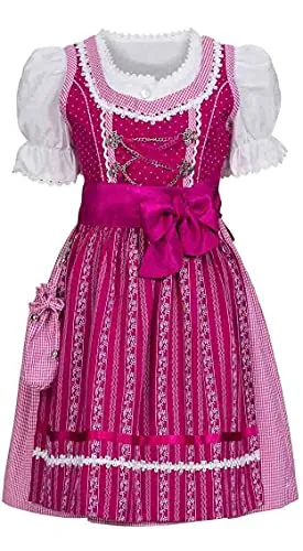 Nübler Dirndl Mädchen ANJA - 3-teiliges Set - Dirndl & Dirndl-Sets für Mädchen, hochwertiges 3-teiliges Set mit Bluse und Schürze, ideal für Oktoberfest und besondere Anlässe, pflegeleicht und modisch.