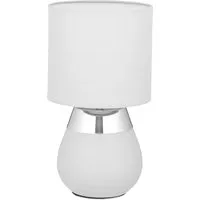 Relaxdays Tischlampe mit Stoffschirm - Stilvolle Nachttischlampe mit rundem Schirm, ideal für Schlafzimmer und Wohnzimmer. Verfügbar in verschiedenen Farben und mit E14 Sockel für individuelle Beleuchtung.