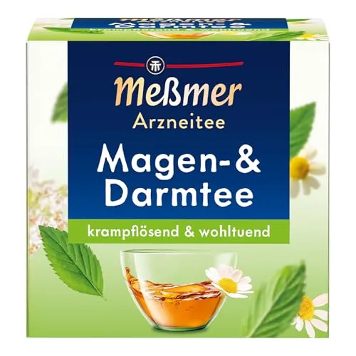 Meßmer Magen‑ & Darmtee | Krampflösend & wohltuend |Arzneitee mit Pfefferminzblättern, Anis, Bitterem Fenchel, Kamillenblüten & Kümmel | 9 Teebeutel