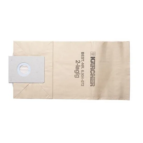 Kärcher Papierfiltertüten 6.904-072 - 5 Stück - Innenbereich-Stielstaubsaugerbeutel, hohe Filtrationsleistung für saubere Luft und effiziente Staubaufnahme.