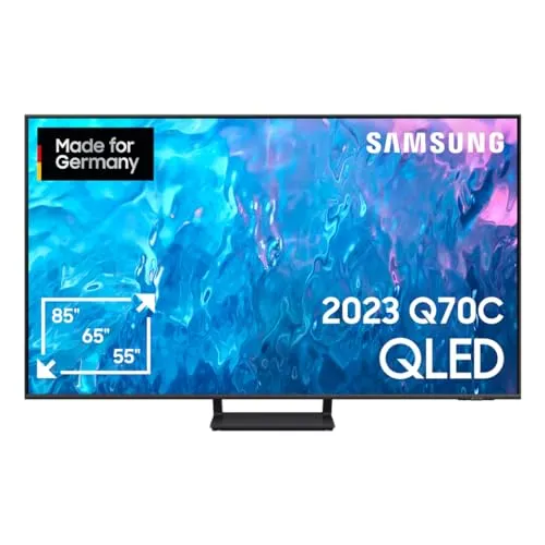 Samsung QLED 4K Q70C 55 Zoll Fernseher - Quantum Prozessor 4K für optimales Bild und Ton, Motion Xcelerator Turbo+ für flüssiges Gaming in 4K-120-Hz-Qualität