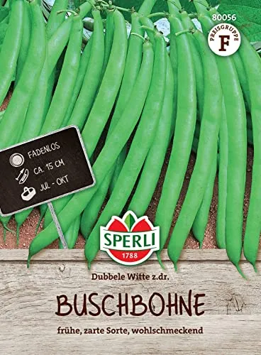 Sperli 80056 Buschbohne Dubbele Witte z.dr, frühe zarte wohlschmeckende Sorte, fadenlos, Portionssaatgut