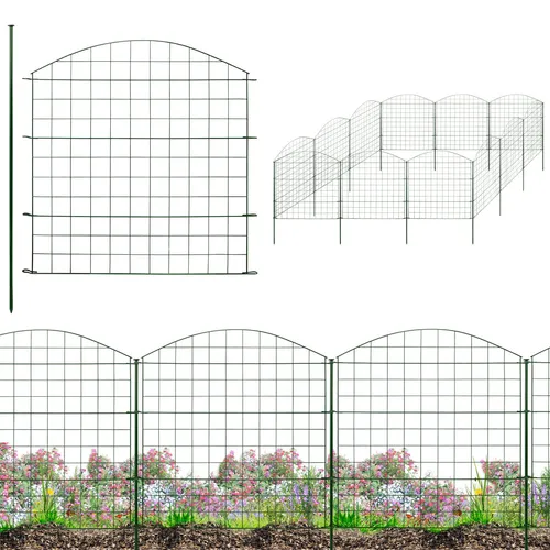 V2Aox Teichzaun - 12 Elemente Steckzaun für Garten und Teich - Zaunelemente für Garten und Teich, ideal als Schutzzaun für kleine Hunde oder hübsche Beeteinfassung. Flexibel und einfach aufzustellen, passt sich jeder Gartenform an.