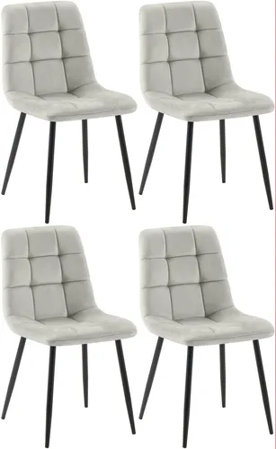 CLP 4er Set Esszimmerstühle Antibes - Stylische Samtstühle - Stühle mit gepolstertem Samtbezug und stabilen Metallbeinen, ideal für Esszimmer und Küchen, belastbar bis 150 kg und sorgen für höchsten Komfort.
