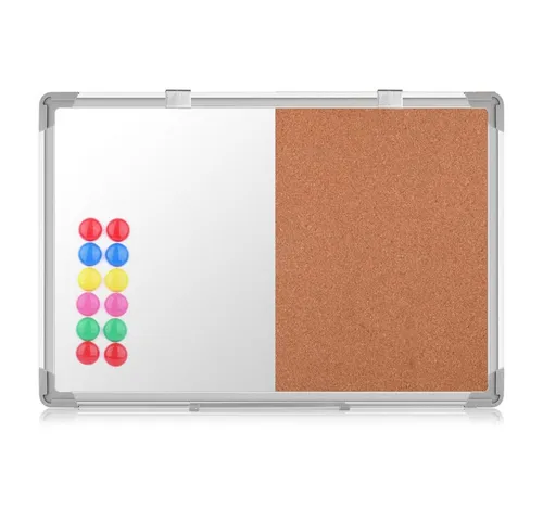 euroharry Kombi Wandtafel Whiteboard & Pinnwand 60x40 cm - Praktische Notiztafel mit magnetisch löschbarem Whiteboard und Korkoberfläche. Ideal für Notizen und kreative Ideen. Robuster Aluminiumrahmen für hohe Langlebigkeit.