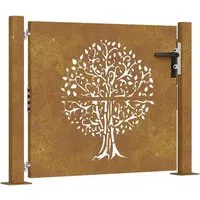 vidaXL Gartentor mit Bambus-Design - Flügeltor aus robustem Cortenstahl, abschließbar und mit elegantem lasergeschnittenem Design – ideal für Garten und Terrasse.