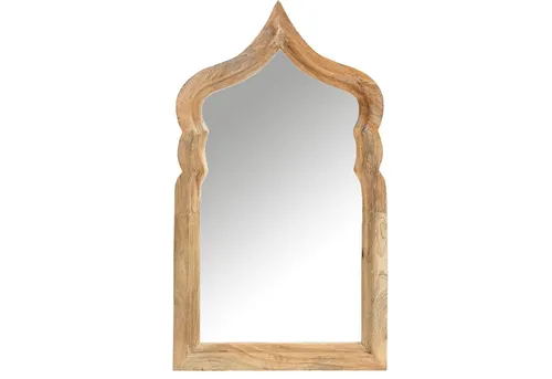 Boho Deko Wandspiegel Aastha – Handgefertigter Holzspiegel - Spiegel, 90cm handgefertigt aus hochwertigem Holz, verleiht jedem Raum Boho-Charme und vergrößert optisch den Raum.