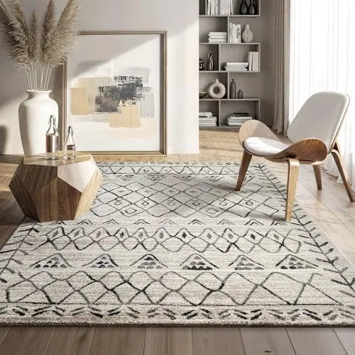 SANAT Boho Teppich – Moderner Kurzflorteppich im Boho Stil, 160 x 230 cm - Hochwertiger Kurzflor für angenehmes Laufgefühl und gemütliche Atmosphäre. Stilvolles Boho-Design in harmonischen Farben, ideal für Wohnzimmer, Schlafzimmer und mehr. Schadstoffgeprüft nach OEKO-TEX, pflegeleicht und sicher für Kinder.