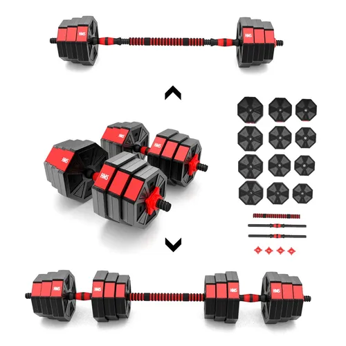 HMS Fitness SGC20 Kurzhantel-Langhantelset 20kg - SALE Fitness – Vielseitiges Set aus 2 Kurzhanteln und einer Langhantel, ideal für effektives Training zu Hause, robust und langlebig für jahrelangen Einsatz.
