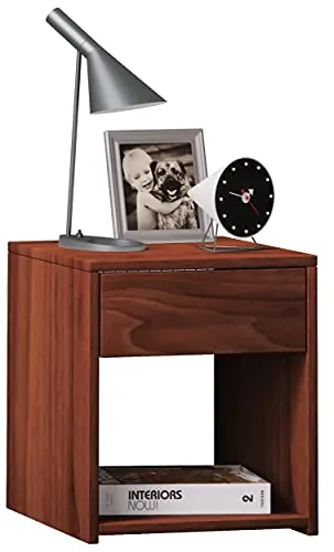 VCM Nachtschrank Sledo Mini - Nachttisch in Kern-Nussbaum mit 1 Schublade und offenem Fach, perfekter Stauraum für Ihr Schlafzimmer, Maße ca. H. 40 x B. 35 x T. 35 cm.