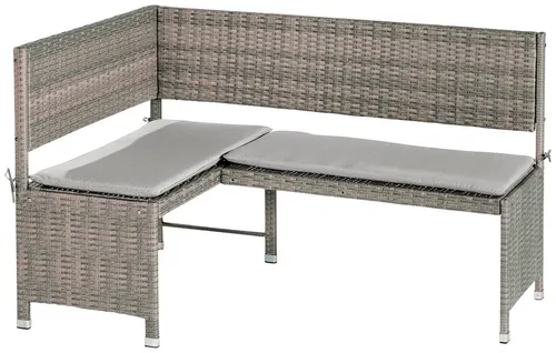 MERXX Gartenbank Eckbank beige|grau - Gartenbank aus strapazierfähigem Polyester, bietet Platz für 4 Personen und überzeugt durch modernes Design in grau/beige. Ideal für gemütliche Stunden im Garten!