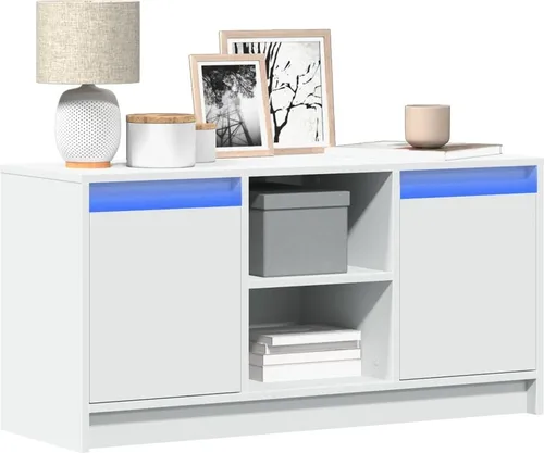 vidaXL TV Schrank mit LED - TV-Halterung mit RGB-LED-Beleuchtung für eine personalisierte Lichtshow und reichlich Stauraum für Medien und Deko im Wohnzimmer.