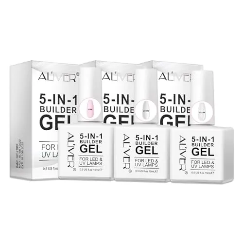 P-Beauty 5-in-1 Nagelaufbau Gel- SET 3x15ml, stärkendes Builder | Aufbaugel für Nägel, Nail UV LED Gel, Unterlack, Nagellack, Gelnägel, Nail Art Design | dauerhafte Nagelstärkung & Verlängerung
