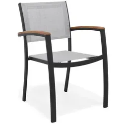 Stapelsessel 'Ragusa' - Mattschwarz/Birkengrau, 84 x 56 x 55 cm - Stuhl für den Garten, platzsparend stapelbar und bietet hohen Sitzkomfort für entspannte Stunden im Freien.