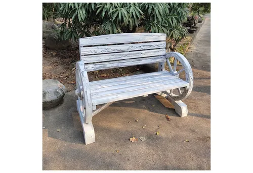 HTI-Living Gartenbank mit Wagenrädern - Sitzbank aus Fichtenholz, einzigartiges Design mit Wagenrad-Armlehnen, perfekt für entspannte Stunden im Garten oder auf der Terrasse. Maße: 115 x 66 x 61 cm, belastbar bis 120 kg.