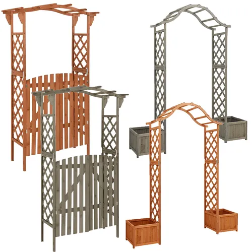 vidaXL Pergola mit Tor 116x40x204 cm - Massivholz Tanne, witterungsbeständig und ideal für Ihren Garten oder Outdoor-Wohnbereich