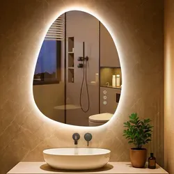 PESENXAN Asymmetrischer LED-Badspiegel 65x50 cm mit Beleuchtung - Moderne 3-in-1-Touchsteuerung mit 3 Lichtfarben und dimmbarer Helligkeit. Der antibeschlagfähige Spiegel sorgt für klare Sicht, selbst in dampfigen Bädern. Ideal für stilvolle Badezimmer und sichere Nutzung.