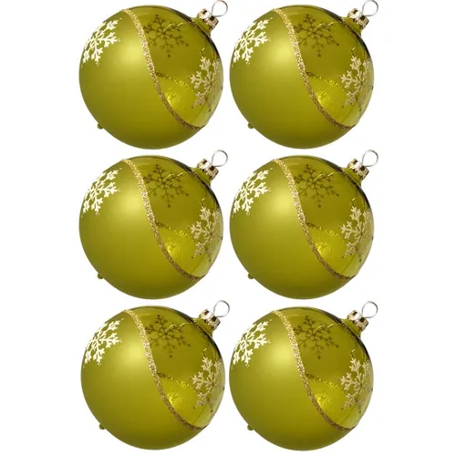 Schatzhauser Weihnachtsbaumkugel Set Kristallwelle moosgrün (6 St) - Mundgeblasene, handdekorierte Weihnachtsbaumkugeln aus Thüringen. Schaffen Sie festliche Stimmung und farbenfrohe Akzente für unvergessliche Momente mit Familie und Freunden.