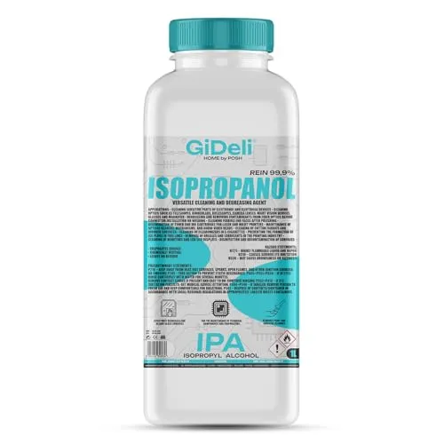 GiDeli Isopropanol 1L 99,9% IPA Reinigungsalkohol für Elektronik - Hochreiner Isopropanol 99,9% (1L) für effektive Reinigung und Entfettung in Industrie und Labor. Ideal für 3D-Druck und präzise Oberflächenbearbeitung.