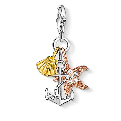 Thomas Sabo Charm Anhänger Anker Seestern Muschel tricolor 0992-425-14 - Armbänder & Charm-Anhänger, eleganter Charm aus Sterlingsilber mit funkelndem Zirkonia, ideal für maritime Akzente in Ihrem Schmuckdesign.