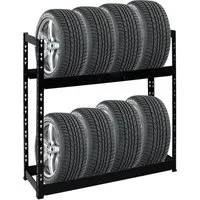 PROREGAL® Reifenregal TIGER – 8 Reifen auf 2 Ebenen, HxBxT 100x110x35cm - Standregal für bis zu 8 Reifen, verstellbare Ebenen für optimale Lagerung, einfacher Aufbau mit Butterfly-System, ideal für Garage und Werkstatt.