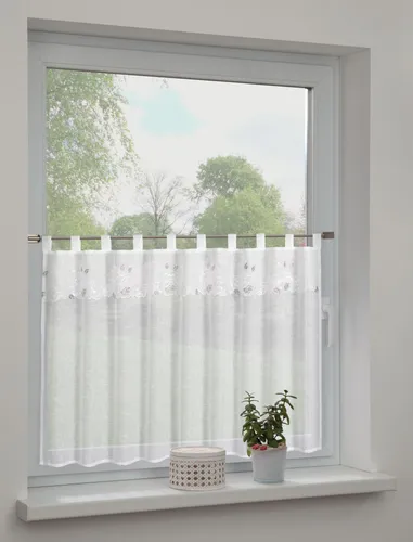 Sehlbach Schlaufenpanneau Floral weiß 135 x 75 cm - Gardinen & Vorhänge, elegantes Design mit floralen Motiven für ein stilvolles Wohnambiente.