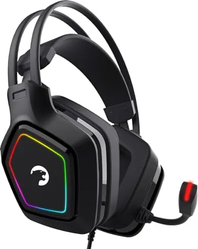 GAMEPOWER Mihawk Gaming Headset mit Mikrofon - Headset für Gamer mit USB-Anschluss, extra Bass und vibrierenden Klangerlebnissen für intensives Gaming. Inklusive RGB-Beleuchtung und integriertem Mikrofon für klare Kommunikation.