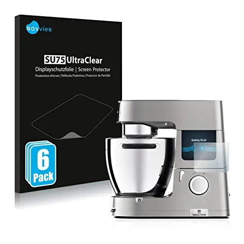 Savvies 6 Stück Schutzfolie für Kenwood KCL 95 cooking chef XL. Displayschutz-Folie Ultra-Transparent