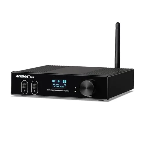 AIYIMA D03 Bluetooth 5.2 Digital-Verstärker 150Wx2 Stereo HiFi 2.0/2.1 CH Desktop Sound Amplificador 24Bit/192kHz Class D Power Amplifier USB DAC Coaxial Optical OLED AptX Support Subwoofer