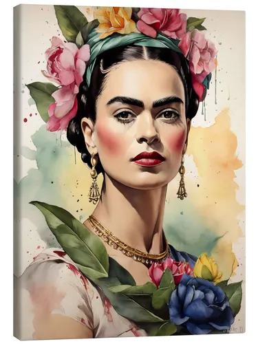 Posterlounge Leinwandbild nobelart: Frida Kahlo im Sonnenlicht - Bilder - Hochwertiger Kunstdruck auf Premium-Canvas mit brillanten Farben und UV-Beständigkeit, ideal für stilvolle Wandgestaltung.