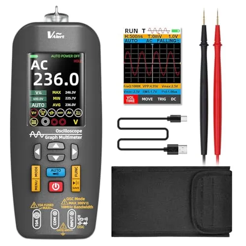 BSIDE Digital Multimeter TRMS Handheld Oszilloskop Spannungsprüfer Berührungslos Wiederaufladbar 3 in 1 Farbdisplay 10Mhz Datenübertragung Auto Kalibrierung Mini Oscilloscope für Audio KFZ Elektronik