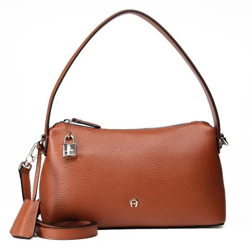 AIGNER Delia Schultertasche Leder 33 cm braun TAS050357 - Entdecken Sie die AIGNER Delia Schultertasche aus feinstem Leder. Mit verstellbarem Umhängeriemen und praktischem Reißverschluss bietet sie Flexibilität und schnellen Zugang zu Ihren Essentials. Stil und Funktionalität vereint!