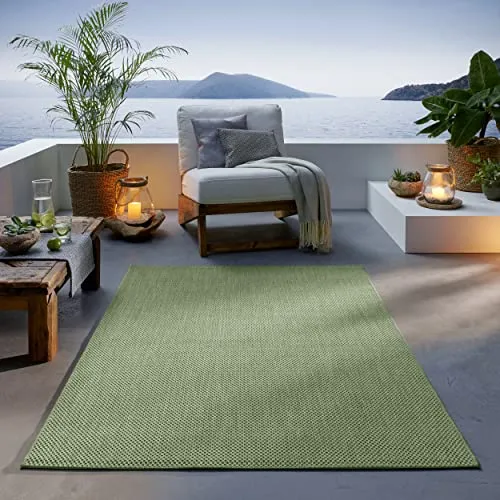 TacaHome Outdoor Teppich 140 x 200 cm – UV-stabil für Innen & Außen - Stylischer Teppich in modernem mediterranen Design für Terrasse, Balkon und Wohnzimmer. Hochwertiges, pflegeleichtes Material sorgt für Langlebigkeit und ist ideal für Allergiker. Perfekt für den Einsatz mit Fußbodenheizung und Staubsauger-Robotern.