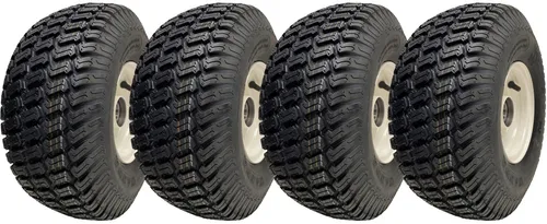 15x6.00-6 Grass Lawnmower Wheels Tyres Fitted on Rims 20mm Bearings (Set of 4)