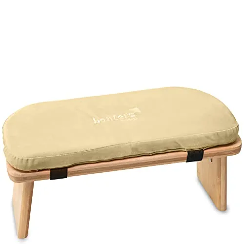 banters Meditationsbank aus Bambus Holz - Faltbarer Meditationshocker mit Kissen - Drohnen - Ergonomische Yoga Bank aus nachhaltigem Bambus für gesunden Kniesitz und tiefere Entspannung, inklusive abnehmbarem, waschbarem Kissen und praktischer Transporttasche.