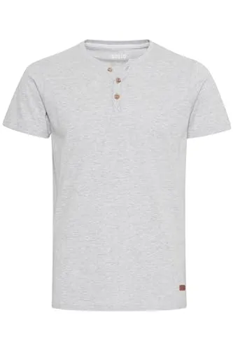!Solid Volker Herren T-Shirt Kurzarm Shirt Mit Grandad-Ausschnitt, Größe:L, Farbe:Light Grey Melange (8242)
