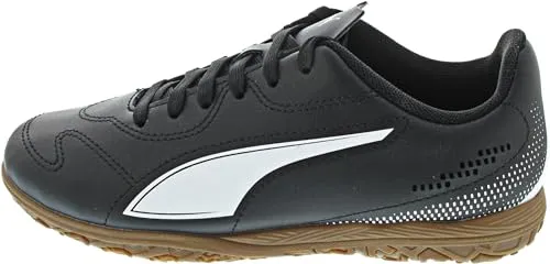 PUMA Vitoria Ii It Jr Fussballschuh, Schwarz Weiß, 35.5 EU - Fußballschuhe für Jungen, ideal für Hallenspiele mit rutschfester Sohle für optimalen Halt und Kontrolle.