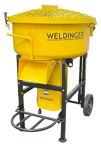 WELDINGER Baustoff-Mischer 120 compact Zwangsmischer - Kompakter Baustoff-Mischer mit starkem 1500 W Elektromotor für gleichmäßige Zement- und Mörtelmischungen. Optimaler Transport dank stabiler Gummiräder und einfacher Entleerung. Ideal für professionelle Einsätze.