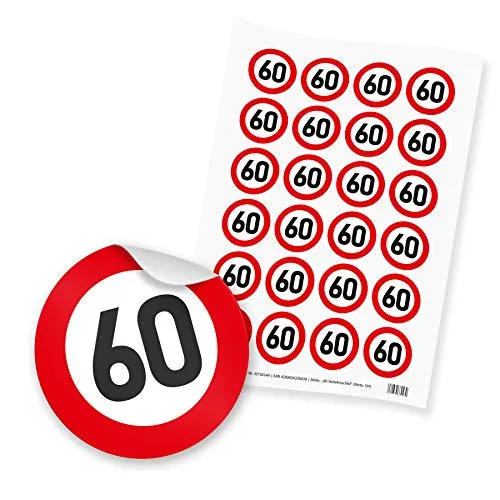 itenga 24x Sticker "60" Verkehrsschild (Motiv 107)