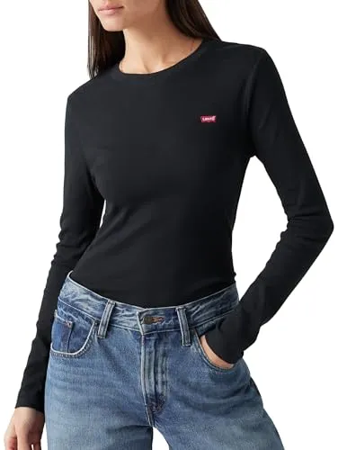 Levi's Damen Essential HM LS Tee T-Shirt, Caviar, M