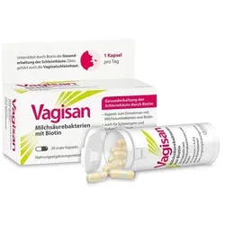 Vagisan Milchsäurebakterien mit Biotin Kapseln 6.8 g - Nahrungsergänzung für Frauen mit Milchsäurebakterien und Biotin zur Unterstützung der Schleimhäute. Ideal für Vegetarier und Veganer, gluten- und laktosefrei.