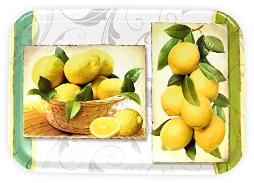 Lashuma Melamin Gartentablett Zitrusbaum 38x26 cm - Stylisches Serviertablett aus robustem Melamin, ideal für Frühstück oder Snacks. Mit frischem Zitrusbaum-Design bringt es Sommerfeeling in Ihre Küche.